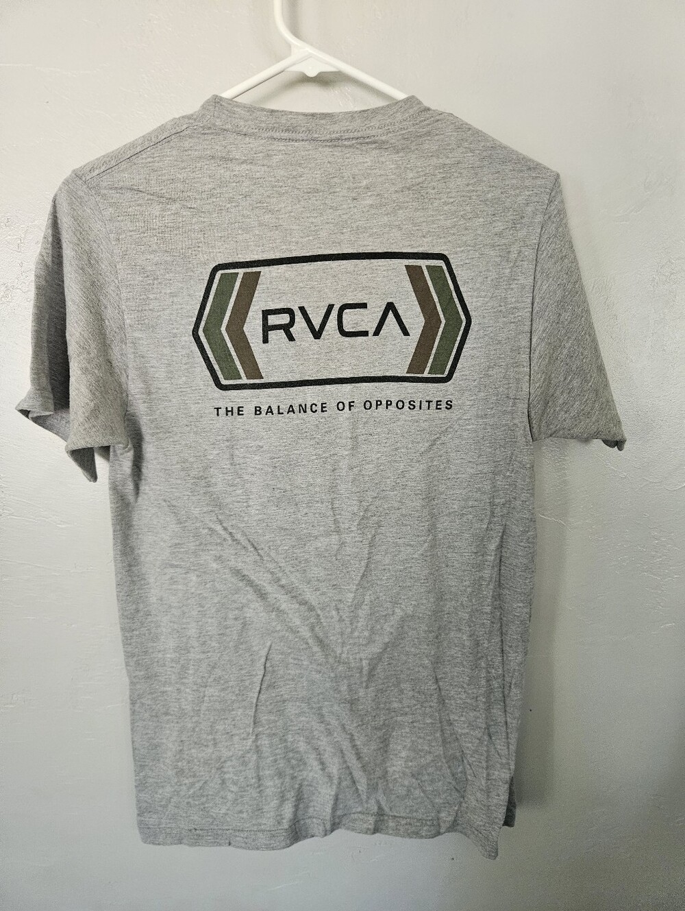 RVCA Men's Small Heather Gray Logo Crew T-Shirt Short Sleeve Neutral Earthy Tee